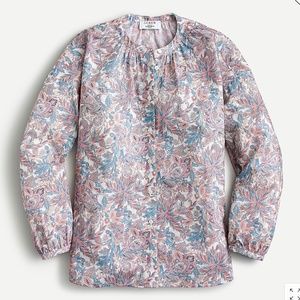 J. Crew Cotton-voile button-front top in Liberty® Faraway Plum floral